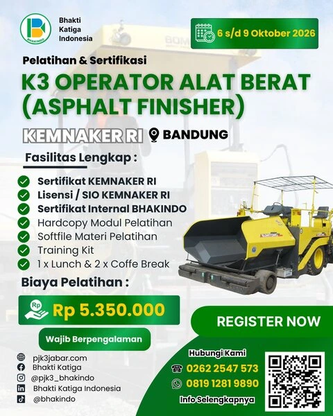 pelatihan operator aspalt finisher